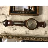 An Edwardian mahogany and inlaid barometer thermometer by Negretti & Zambra of London, No'd. 27509