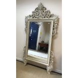 A modern painted framed wall mirror in the Continental style with rectangular bevel edged plate, 120