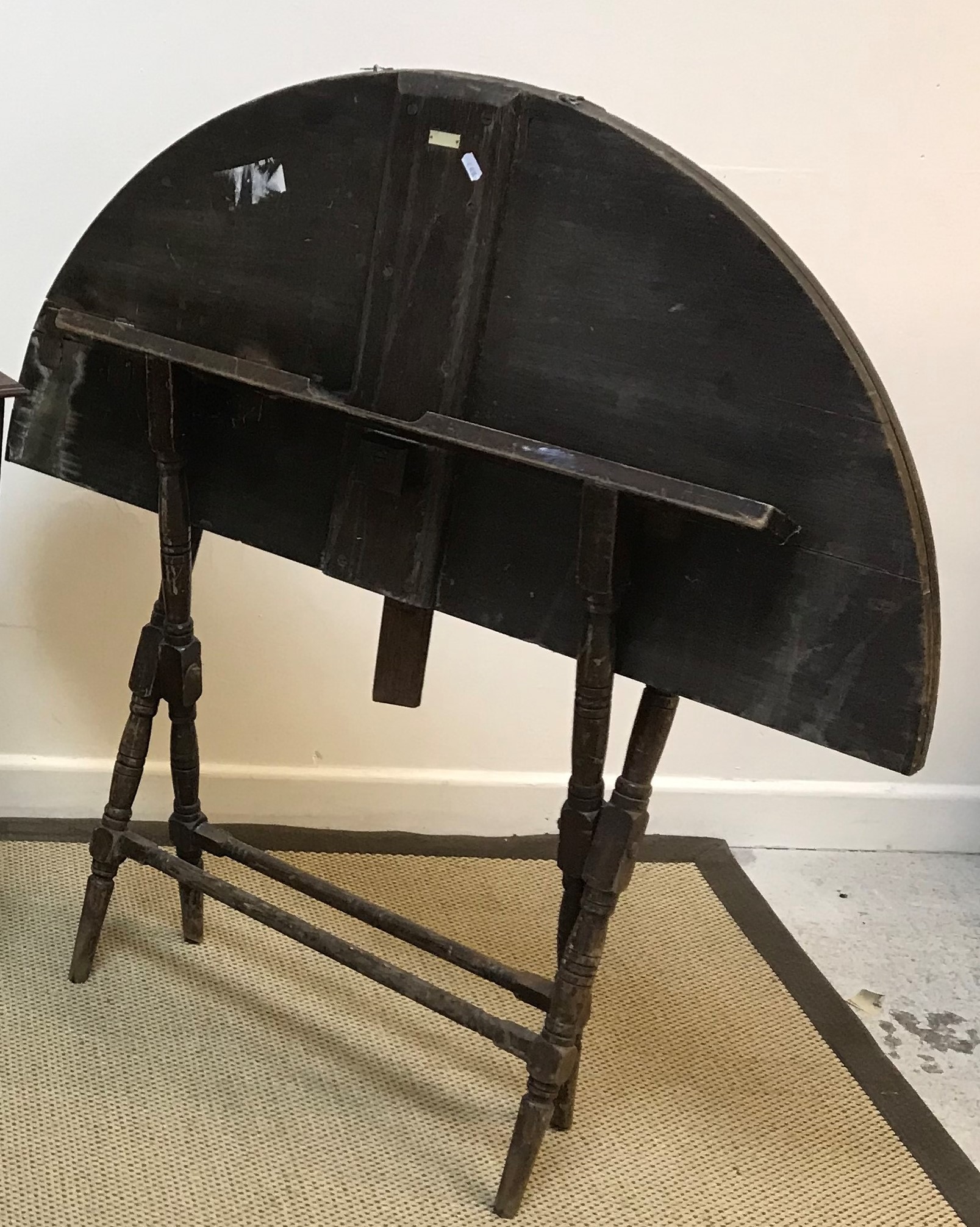 A 19th Century mahogany rectangular snap top tea table on tripod base, a folding coaching table in - Image 5 of 5