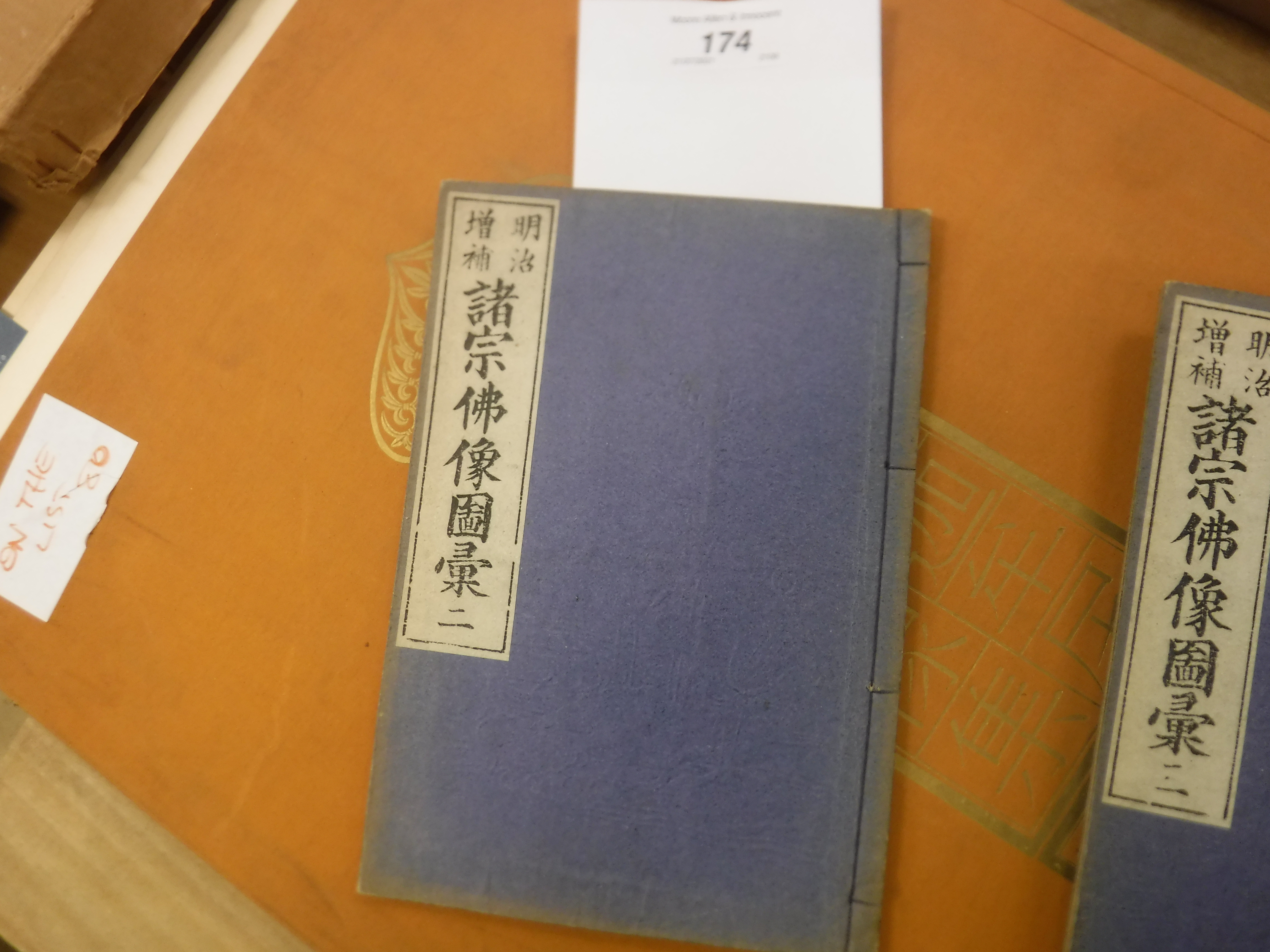 Five Japanese paper bound volumes of various pictures and script in panels each bearing matching - Image 3 of 15