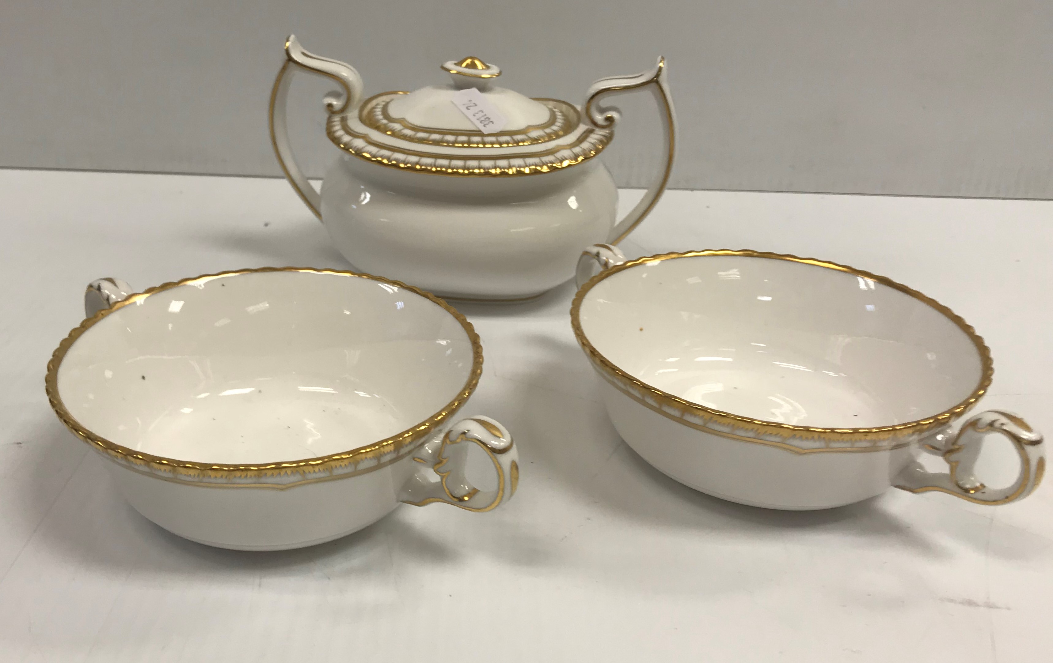 A Spode white glazed and gilt decorated part dinner service with gadrooned rim, design No. 1/4223, - Image 3 of 3