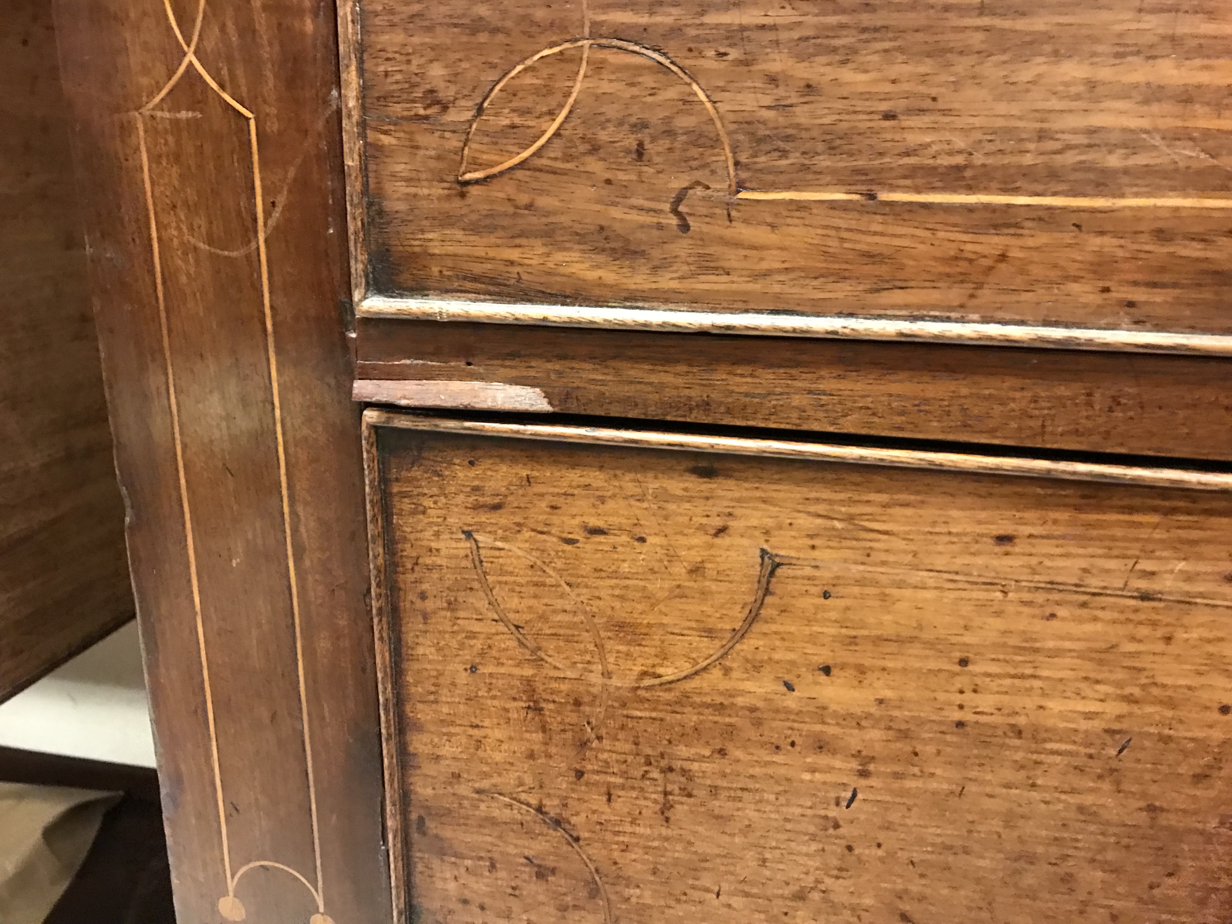 A 19th Century mahogany chest, the plain top above two secret drawers flanking a shell marquetry - Image 13 of 22