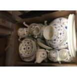 A box containing assorted Mason's "Denmark" dinner and tea / coffee wares