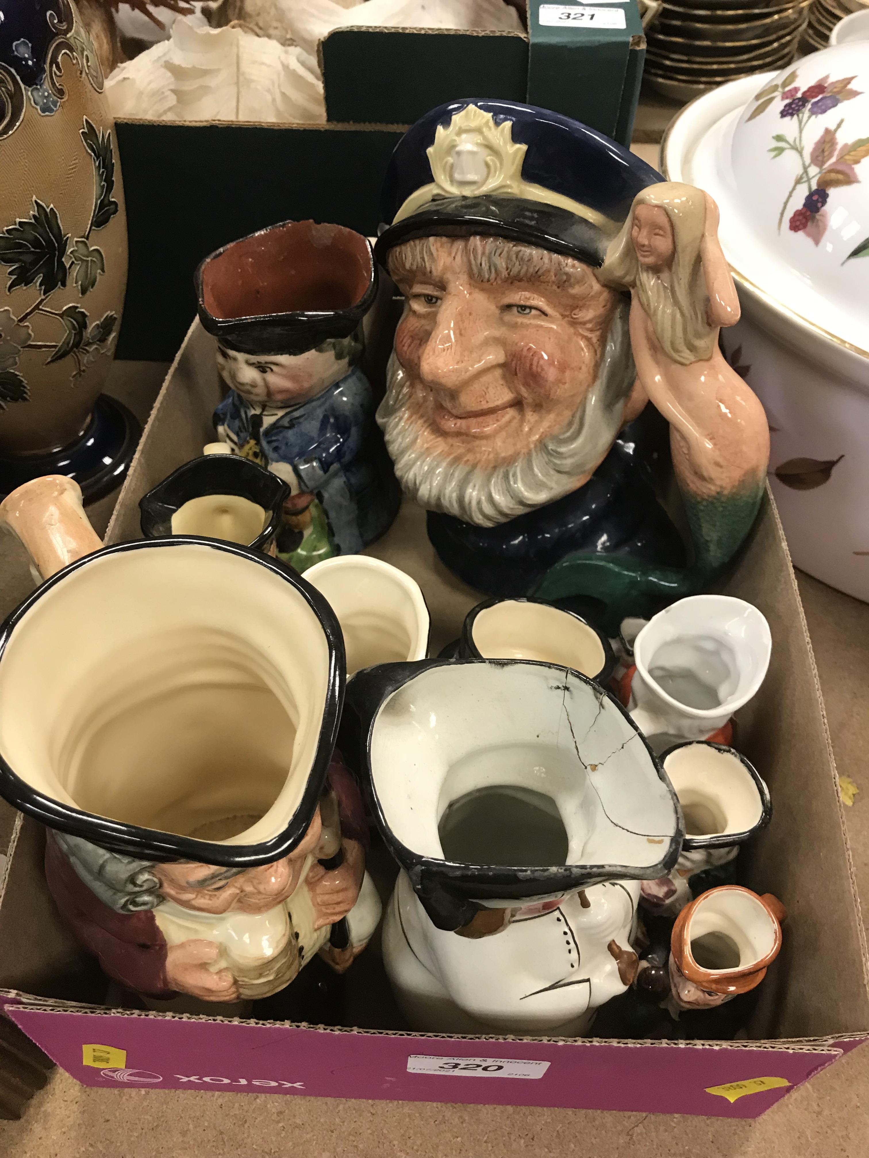 A box containing a collection of various character jugs including Royal Doulton "Old Salt" - Image 2 of 2