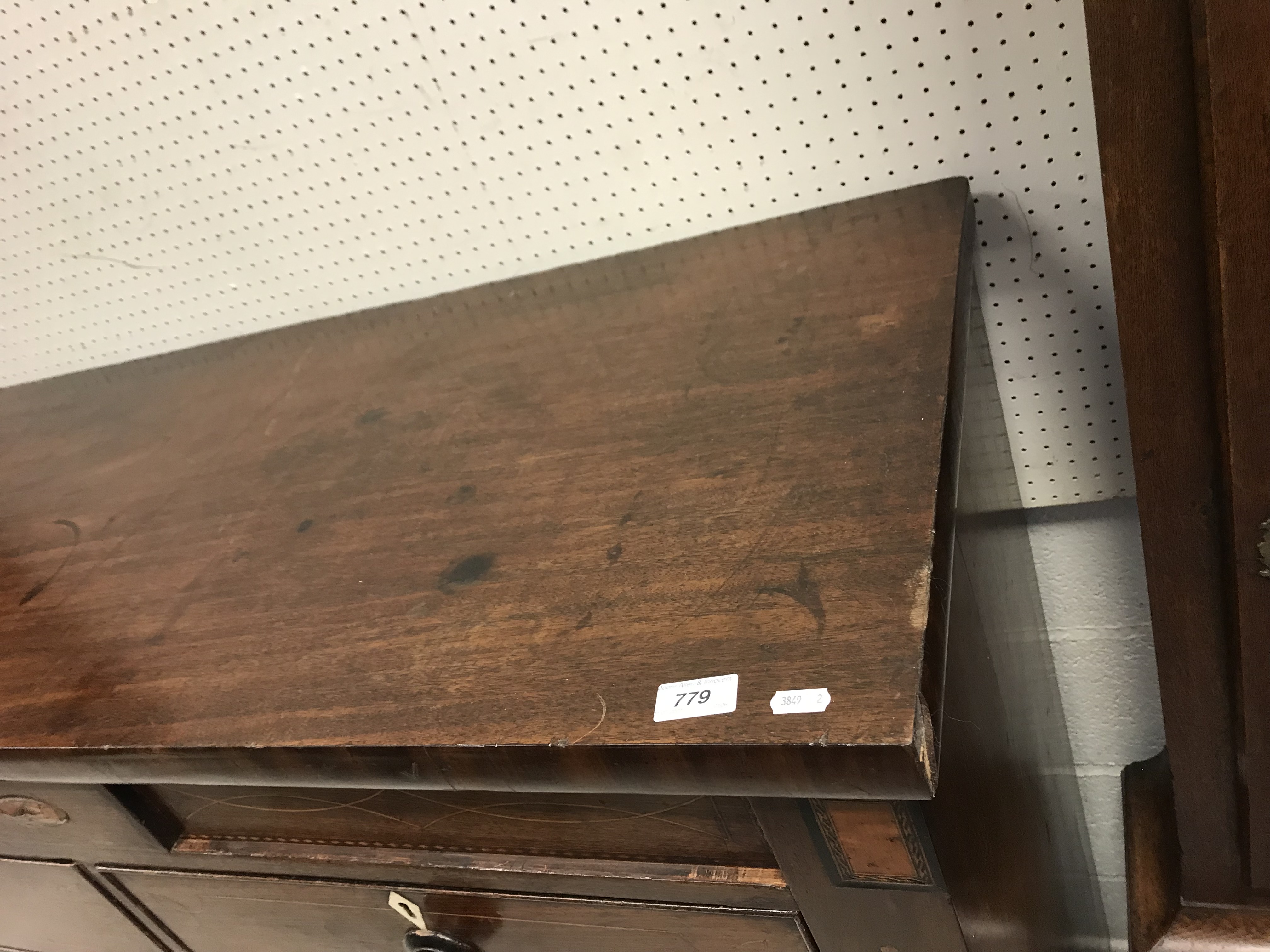 A 19th Century mahogany chest, the plain top above two secret drawers flanking a shell marquetry - Image 2 of 22