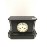 A late 19th Century black slate and marble cased mantel clock, the eight day French movement with