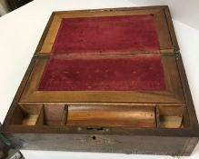 Two Victorian walnut and inlaid writing slopes, Victorian walnut and inlaid rectangular box,