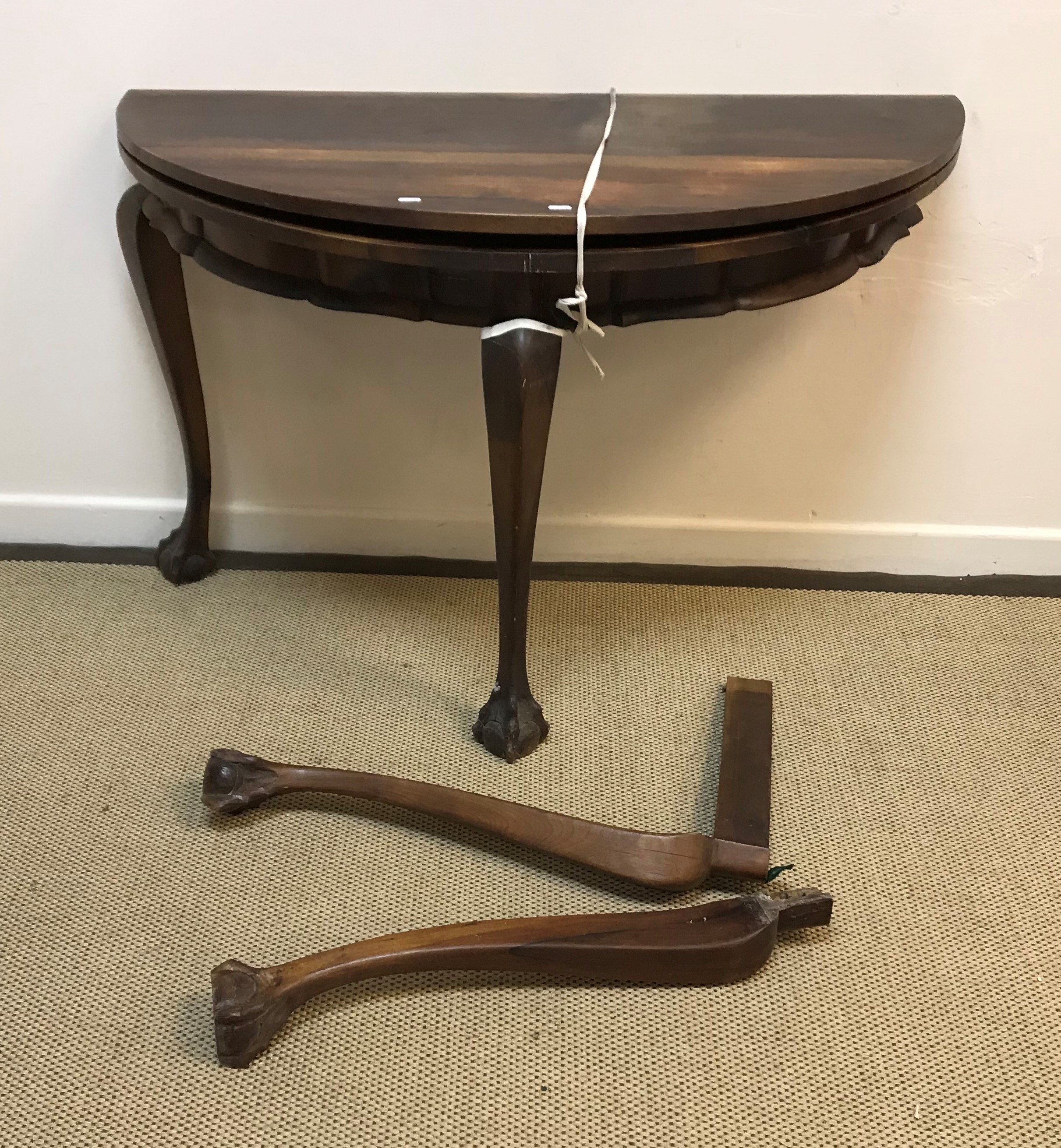 A 19th Century mahogany rectangular snap top tea table on tripod base, a folding coaching table in - Image 3 of 5