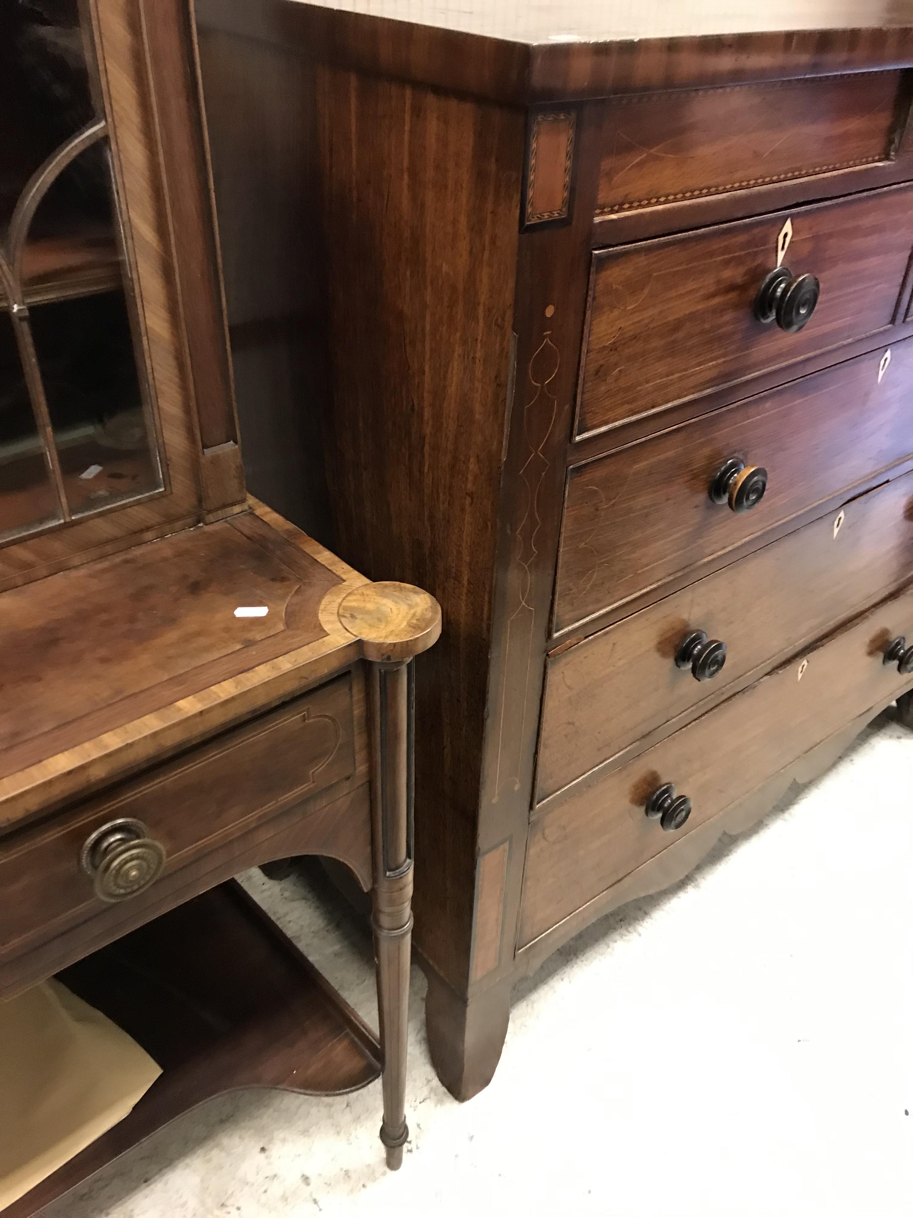 A 19th Century mahogany chest, the plain top above two secret drawers flanking a shell marquetry - Image 5 of 22