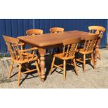 A modern ash rectangular farmhouse style kitchen table in the Victorian manner 182 cm x 92 cm x 76