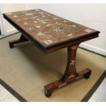 An early 19th Century Maltese olive wood centre table, the ivory and ebony inlaid top with medallion