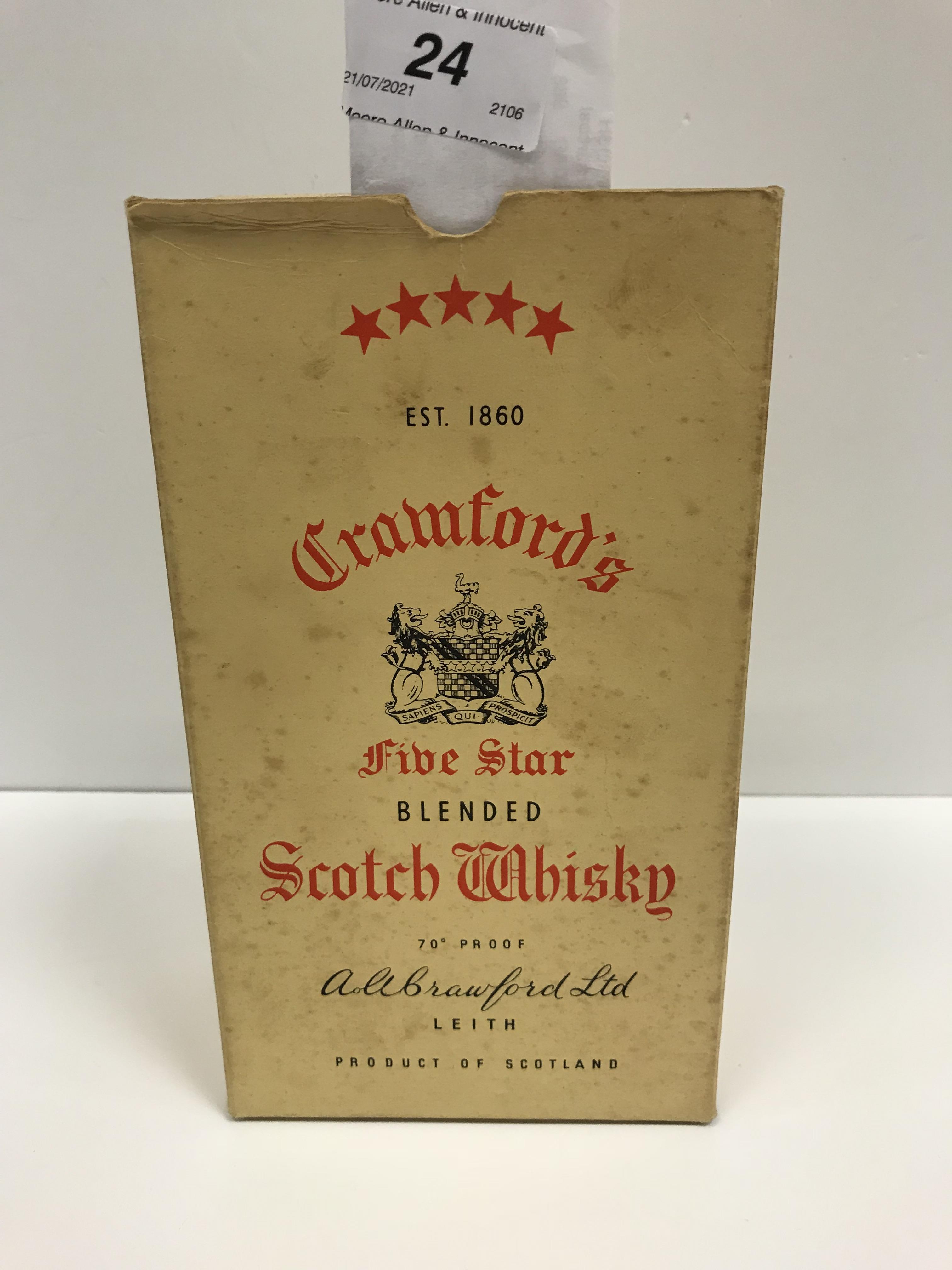 Crawfords 70% Proof Five Star Scotch Whisky x 1 bottle (boxed)