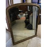 A Victorian gilt framed overmantel mirror with plain domed top, 96 cm wide x 119 cm high