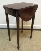 A 19th Century Continental walnut and satinwood strung single drawer side table on square tapered
