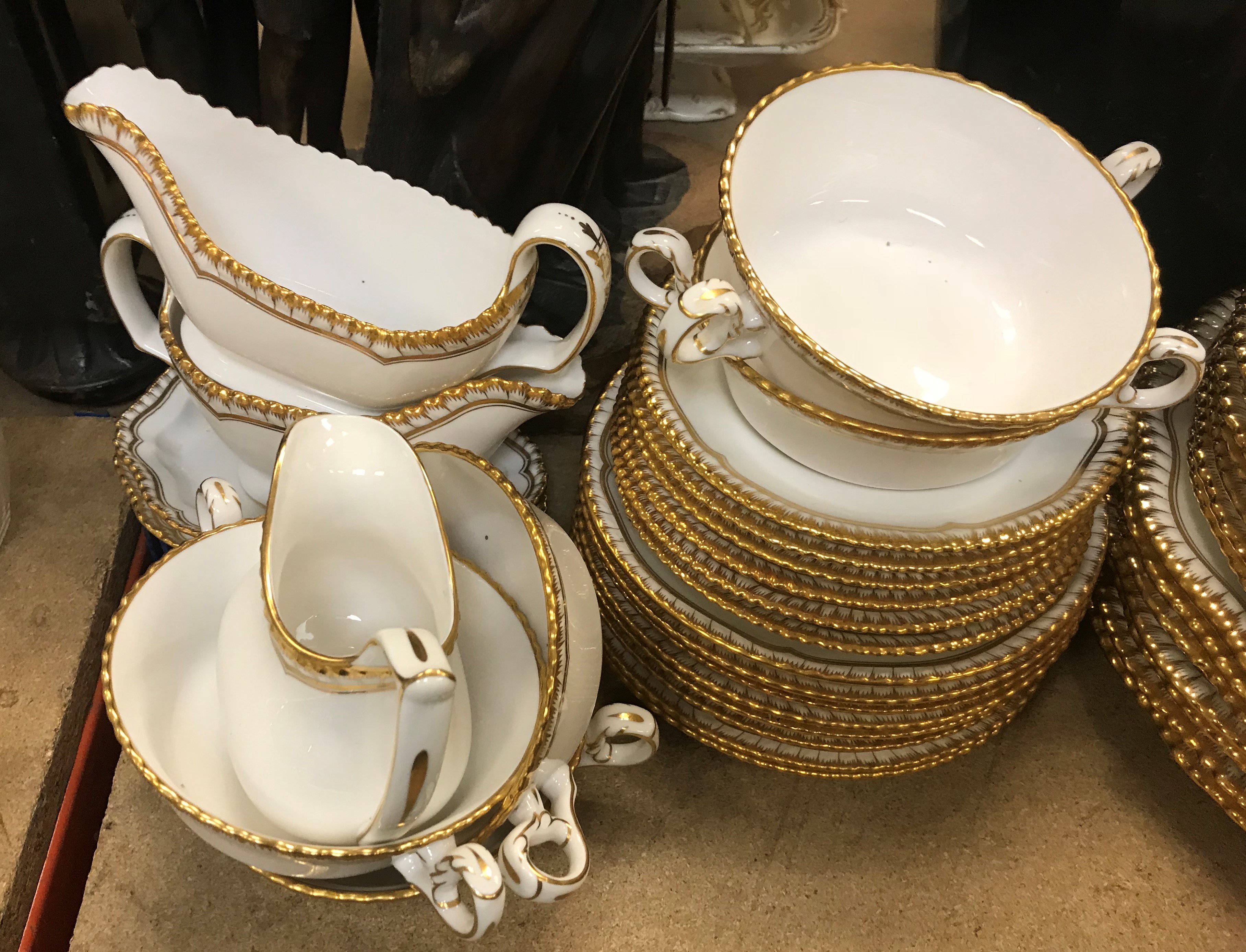 A Spode white glazed and gilt decorated part dinner service with gadrooned rim, design No. 1/4223, - Image 2 of 3