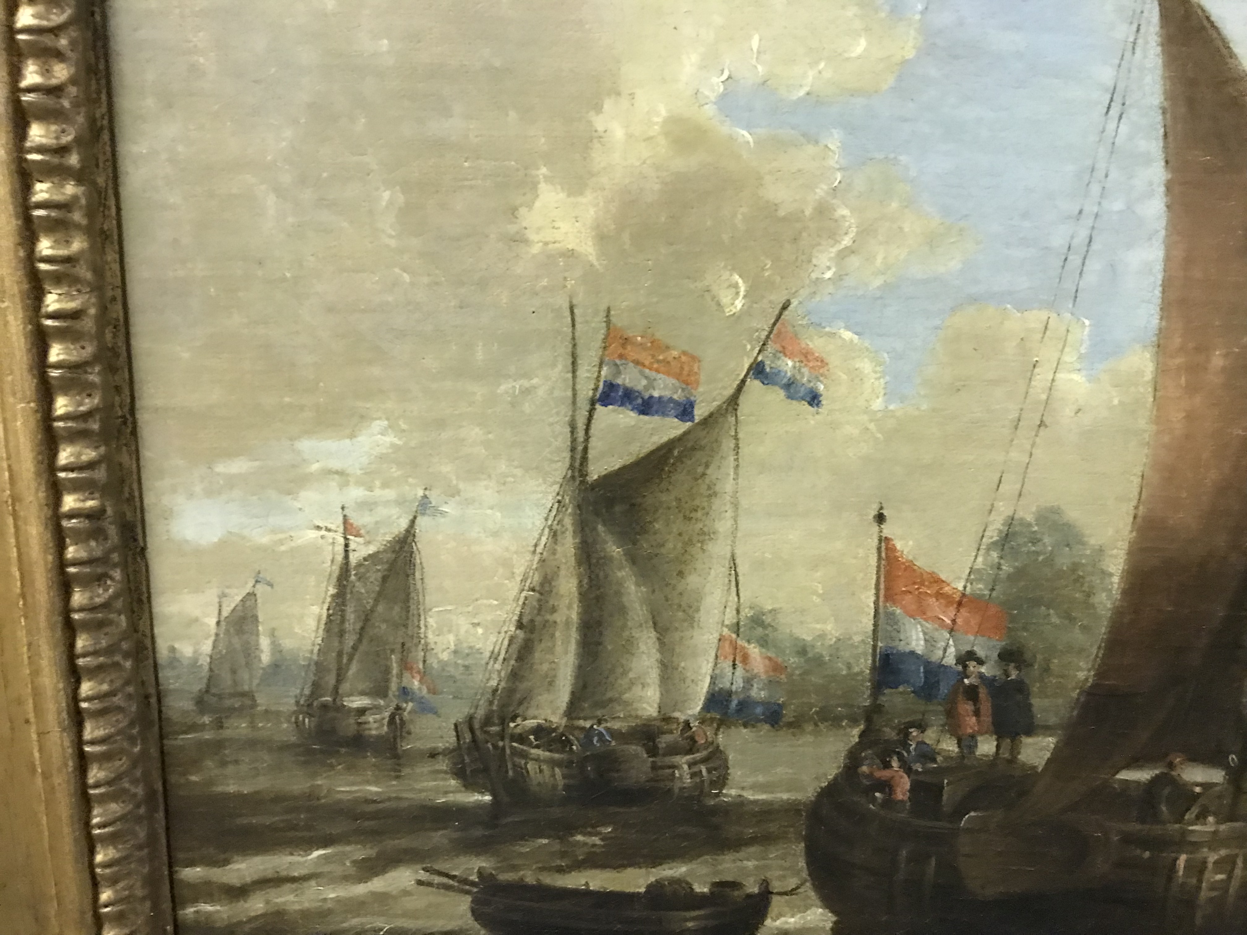 SCHOOL OF ABRAHAM STORCK "A river scene with boats and figures", study of Dutch sailing vessels on a - Image 19 of 37