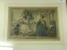 PAUL PRY "A Misconception" colour etching pub. 1829 by T. M. McLean, plate size 26.5 cm x 38 cm