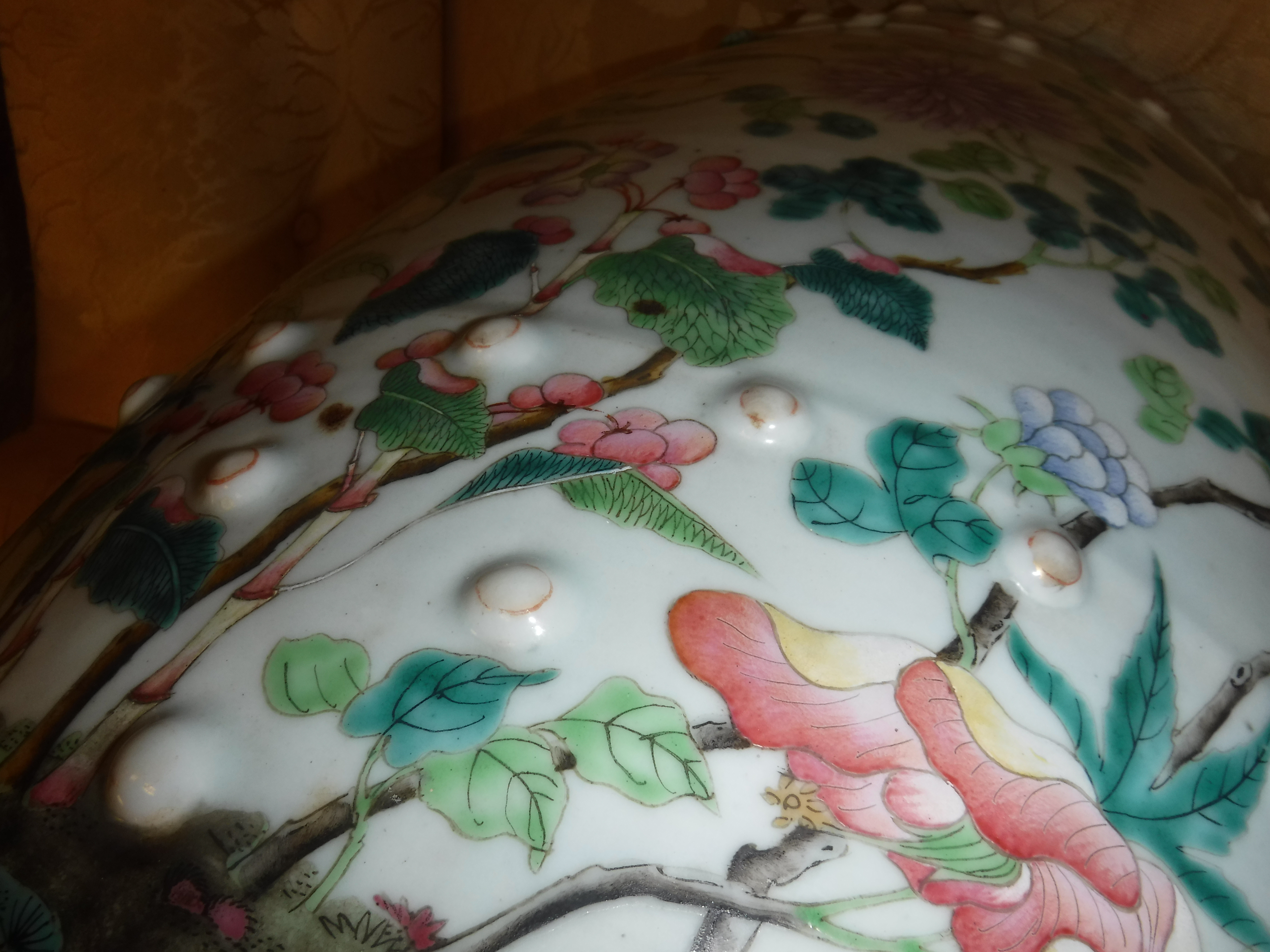 A 19th Century Chinese celadon glazed famile rose garden seat of barrel form, the top and sides with - Image 20 of 20