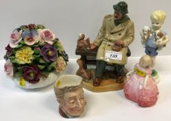 A Royal Doulton figure group "Lunchtime" (HN2485), Royal Doulton figurine "Rose" (HN1368), Royal