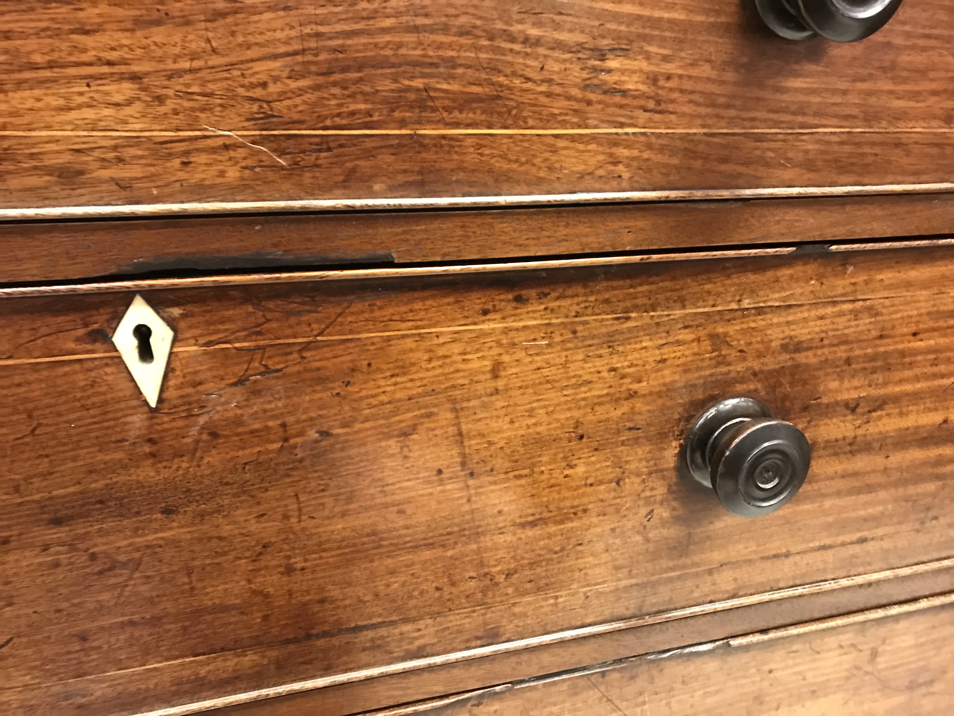 A 19th Century mahogany chest, the plain top above two secret drawers flanking a shell marquetry - Image 11 of 22