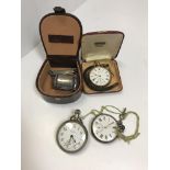 A Waltham gold plated pocket watch, the white enamel dial set with Roman numerals and a secondary