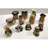 A collection of twelve various Doulton, Tony Wood, Sylvac and other character and Toby jugs