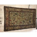 A fine Isphan Tree of Life prayer rug, the central panel set with a tree and floral, bird and animal