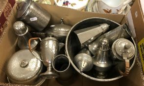 A collection of mid to late 20th Century pewter wares to include coffee pot and hot water jug with