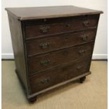 A late Georgian mahogany batchelors chest, the plain top with applied moulded edge over a brushing