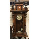 A circa 1900 walnut and stained beech cased Vienna regulator, the eight day movement with