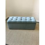 An Oliver Bonas pale green buttoned upholstered bo