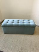 An Oliver Bonas pale green buttoned upholstered bo