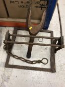 A 19th Century wrought iron humane man trap 47cm w