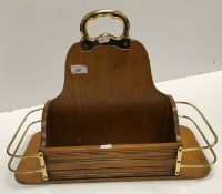 A Valenti wooden drinks caddy with brass mounts 38 cm high x 50 cm wide