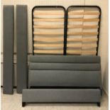 A Tempur grey upholstered king size bedstead toget