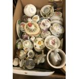 A box containing assorted china, trinket boxes etc to include Ainsley, Villeroy & Boch etc and a