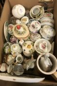 A box containing assorted china, trinket boxes etc to include Ainsley, Villeroy & Boch etc and a