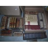 Two boxes of assorted books to include Bailey's Dictionary (18th Century), Arabian Nights volumes 1,