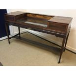 A 19th Century mahogany satinwood and marquetry inlaid square piano case converted to side or