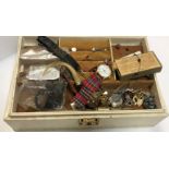 Two modern jewellery boxes and contents of various mid to late 20th Century costume jewellery