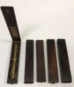 Five mahogany sovereign scale cases, two bearing p