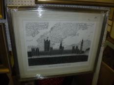 A 20TH CENTURY SCHOOL "The Houses of Parliament", limited edition black and white print No. 30/150