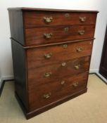 A 19th Century mahogany chest on chest, the upper section with two long drawers on a base of three