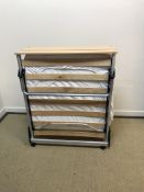 A Jay-Be folding Z bed with beach effect shelf top together with a pair of Fiam blue fabric
