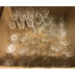 Two boxes of assorted glassware, to include Brierley and Edinburgh Crystal, an onyx fruit bowl and a
