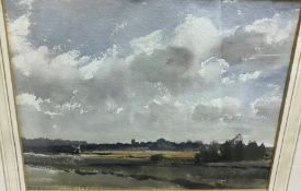 GEOFFREY LEFEVRE “North Norfolk landscape with church and windmill in the background”,