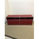 A USM ruby red and chrome Haller side unit with op