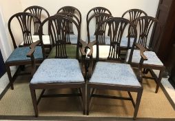 A set of ten (eight plus two) circa 1900 mahogany framed hoop back dining chairs in the