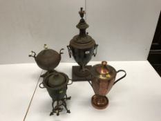 Four various copper samovars