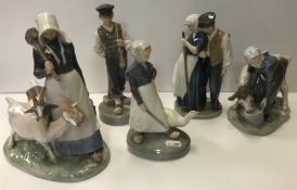 A collection of five Royal Copenhagen figures of f